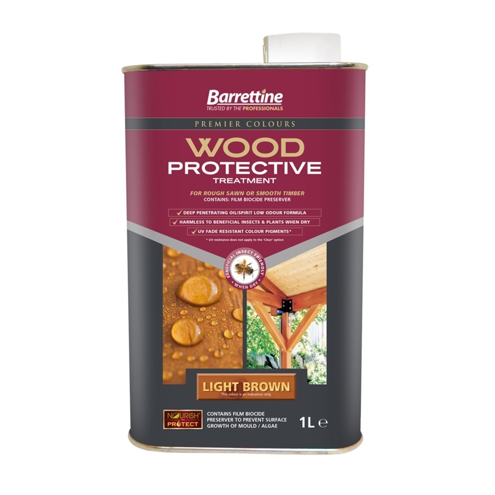 1x Barrettine Nourish and Protect Wood Protective Treatment light Brown 1Ltr