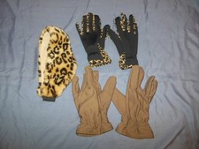 Ladies Cold Weather Accessory Lot FauxFur Leopard Ear Wrap 2Pair Gloves