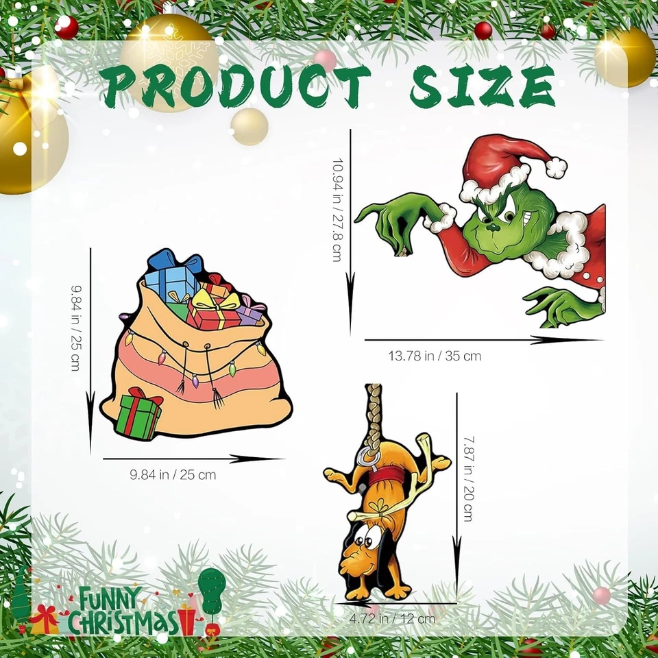 Christmas Fence Decorations Outdoor - 3Pcs Light up Christmas Yard Decorations - Image 2 of 4