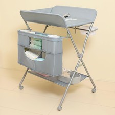 Foldable Baby Changing Table with Wheels, Portable Diaper Changing Station wi...