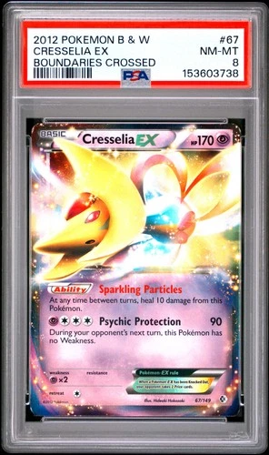2012 POKEMON BLACK & WHITE BOUNDARIES CROSSED #67 CRESSELIA EX PSA 8