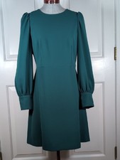 J.Crew Spicy Jade 365 Crepe Long-Sleeve Sheath Dress with Wide Button Cuffs SZ 4