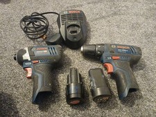 Bosch 12v Cordless GDR Impact Driver + GSB Combi Drill Set + Batteries + Charger