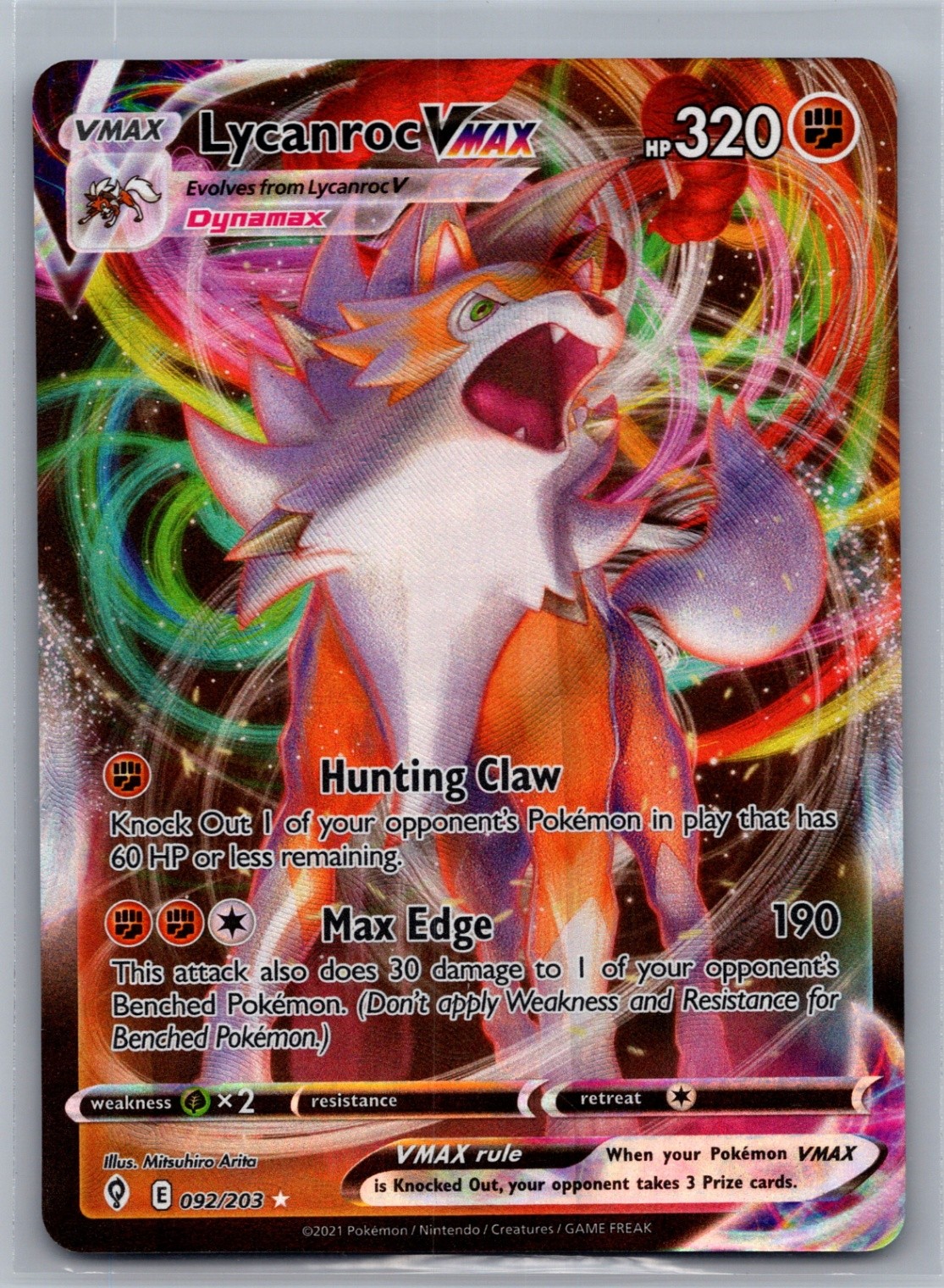 Lycanroc VMAX Ultra Rare SWSH07: Evolving Skies 092/203 NM