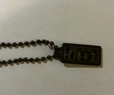 Vintage 1952 PA Miniature License Plate Keychain 278B2 Disable American Veterans