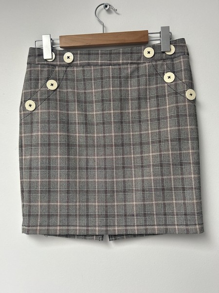 MERMAID SISTER  Button Check Straight Pencil Skirt - Size 10