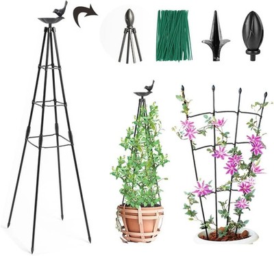 Aprils World Garden Obelisk Yard Plant Decor, Black Weather Resistant Plastic
