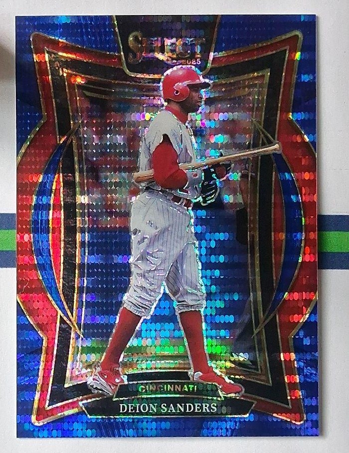 2025 Panini Select Deion Sanders Concourse Blue Pulsar Prizm /99 #72 Reds