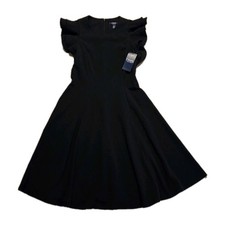 NWT! CHAPS Black Fit & Flare Midi Dress, Cap Sleeve, Stretch Sz 6 All Occasion