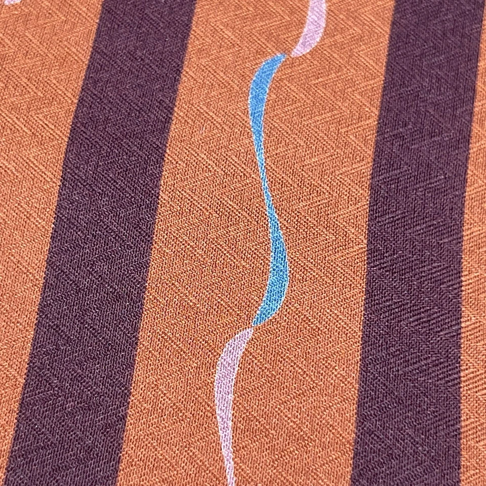 Giorgio Armani Brown Rust Burnt Orange Stripe Motif Necktie Silk Handmade Italy - Image 3 of 4