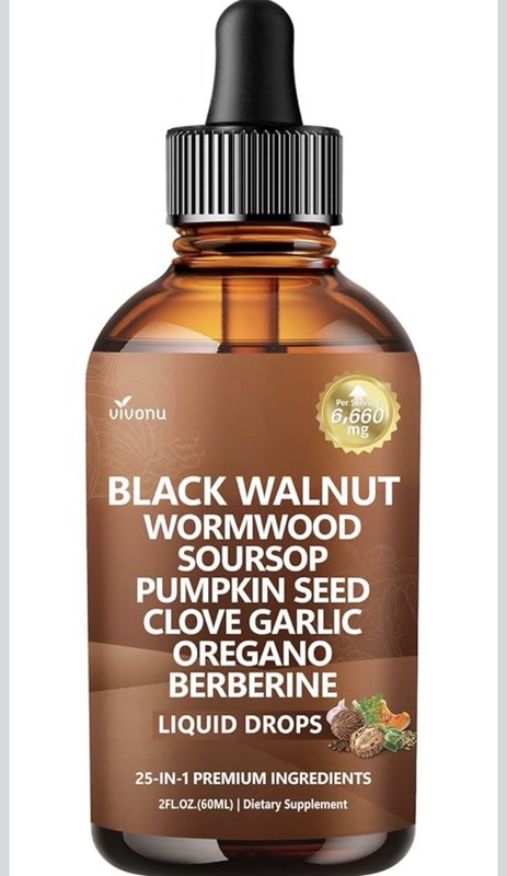 Black Walnut Wormwood  All-In-One Multi-Herbal Supplement Liquid Drops 2 Bottles