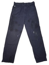 Carhartt FR Flame Resistant Work Pants Distressed Paint Splatter Navy Blue 34x34