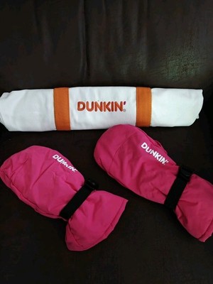 NEW Limited Edition Dunkin  Donuts White & Orange Tote Bag & Dunkin Left Gloves
