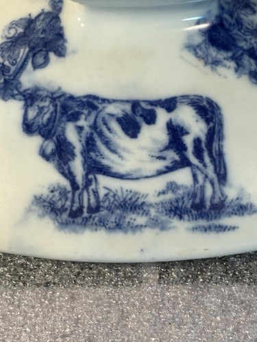 Victoria Ware Blue Flow Cows and Roosters Large Cookie Jar with Lid Vintage - Picture 8 of 18