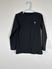black Polo Ralph Lauren long-sleeve cotton jersey crewneck Sz Large Boys Fits 8
