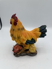 Yellow Rooster  Chick Figurine Resin Farmhouse Decor Country Chicken 5.5  Tall