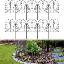 Artistic Line Decorative Garden Fence 10 Pack, 24in H x 10ft L Rustproof Metal