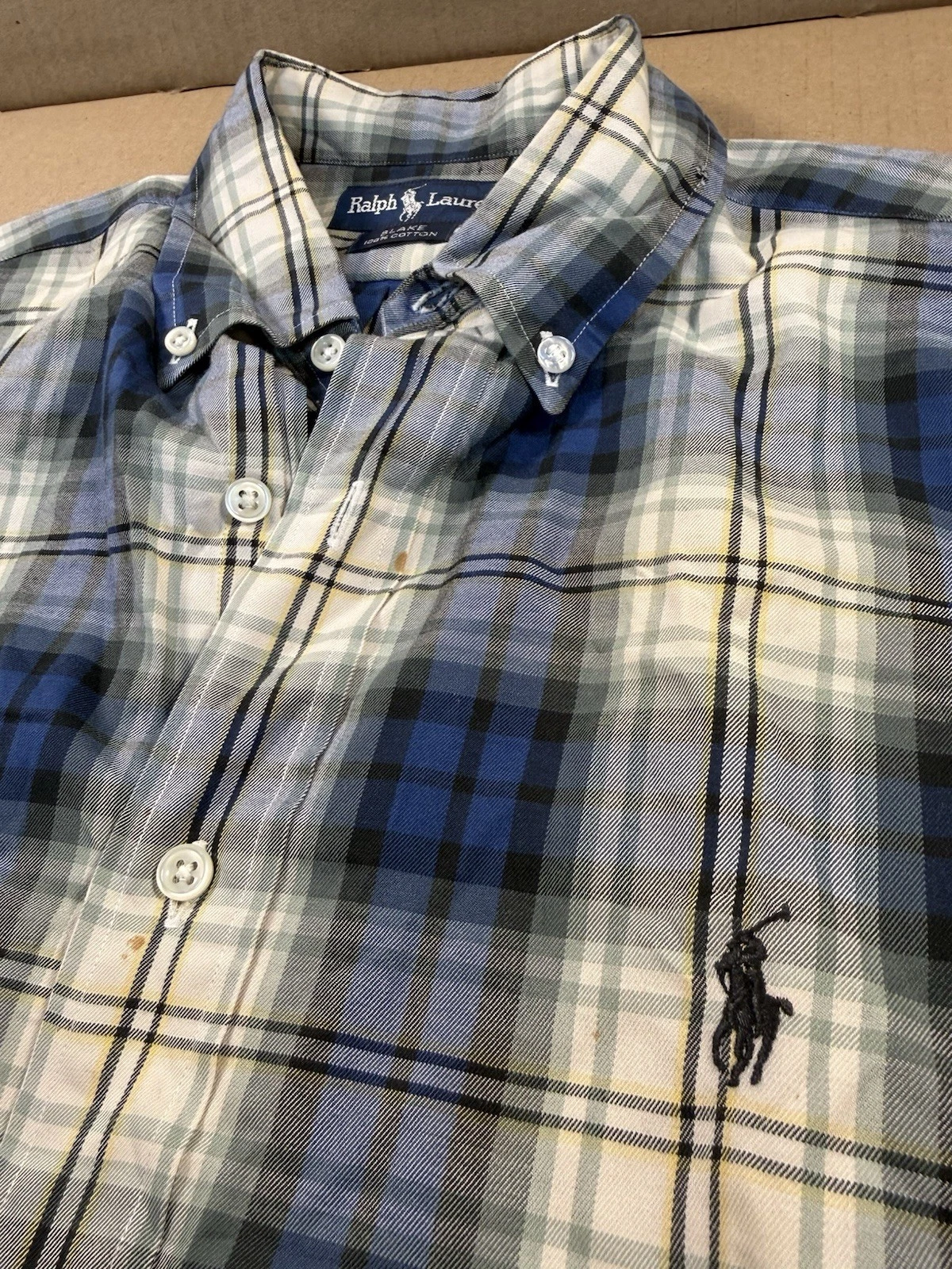 VINTAGE Polo Ralph Lauren Men's Blake Plaid Button Down Shirt Size Large