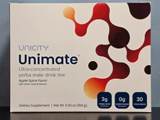 Unicity Unimate Yerba Mate Drink Mix Apple Spice 30 Packets - New! Exp 8/2026