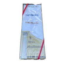 NEW Men's Fine Combed Cloth Handkerchiefs Set of 3 Cotton USA Vintage Embroidery