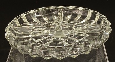 Indiana Glass Relish Dish Pressed Clear 3 Part Divided Snacks 7'' Vintage
