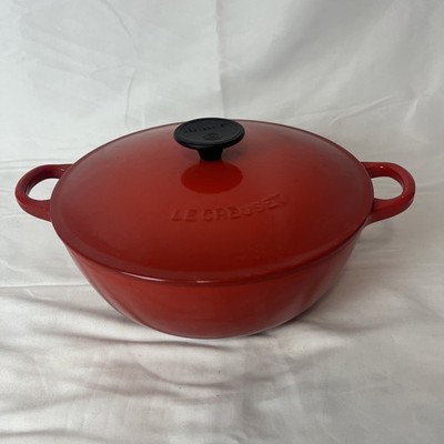 Le Creuset Marmite Chefs Oven 24cm 3.5qt Cast Iron Soup Pot with Lid In Cerise