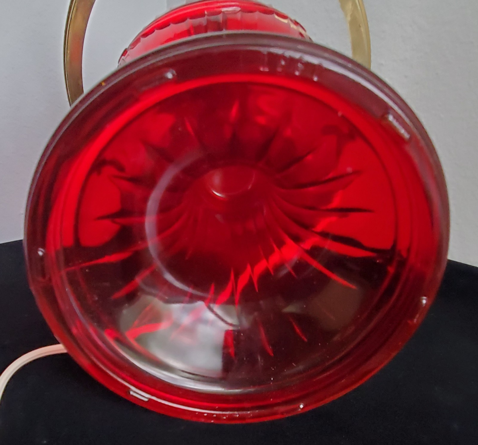 Vtg. B62 Aladdin Short Lincoln Drape Ruby Red Oil Lamp B12 Roses Champagne Shade