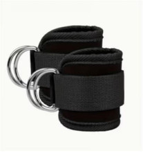 Cable Machine Ankle Straps Pair Adjustable Gym Leg Glute Kickback Fitness Black