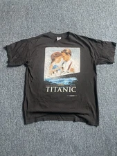 VTG 1998 Titanic Jack & Rose Leonardo Dicaprio Movie Promo US TS 707 T-Shirt Lrg
