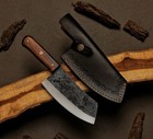 Handmade High Carbon Steel Cleaver Knife 10" with Exotic Wood Handle & Leather — photo 1