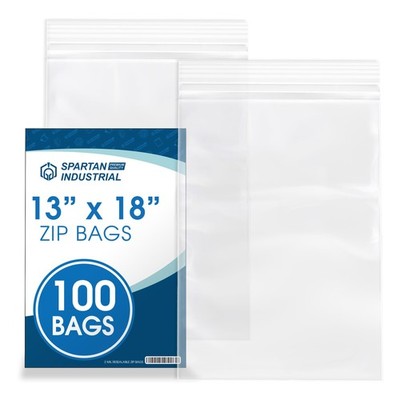 - 13'' X 18'' (100 Count) 2 Mil Clear Reclosable Zip Plastic Poly Bags with Res...