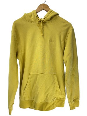 STUSSY Hoodie, Medium, Cotton, Yellow, White, Solid Color