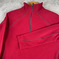 Mountain Hardwear Fleece 1/4 Zip Pullover Womens Large Red Long Sleeve Hiking