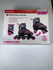 Schwinn Switcher Girls Pink Black 2 In 1 Quad/Inline Skates Combo Adjustable 5-8