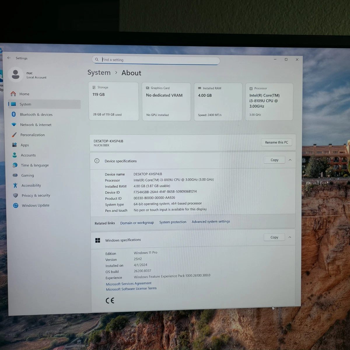 Mini Desktop Integrated/On-Board Graphics Intel Core i3 8th Gen