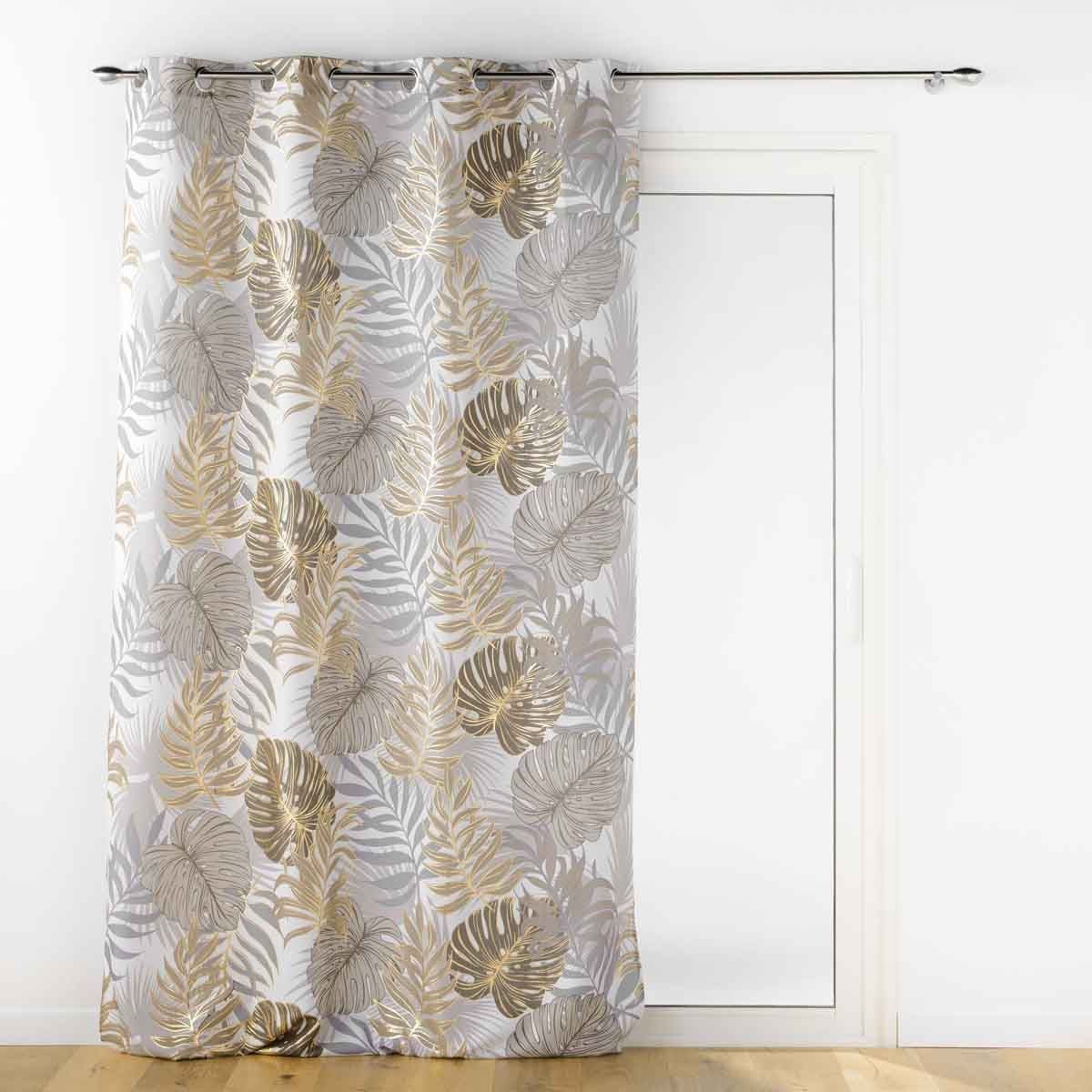 Rideau à œillets Mogador 140x260cm beige contre le vis-à-vis de voisinage