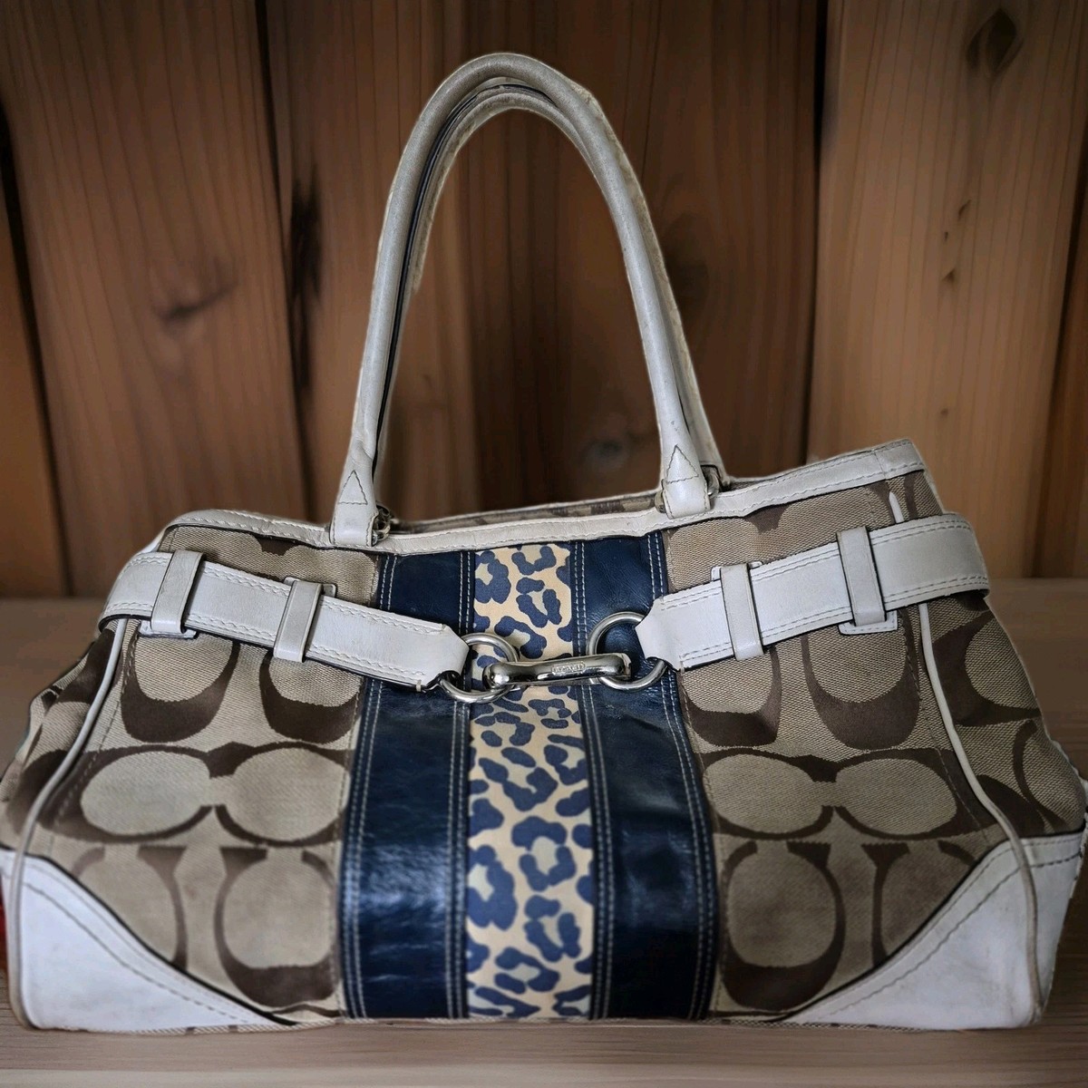Y2K COACH Vintage Hampton Logo Stripe Carryall Satchel Handbag