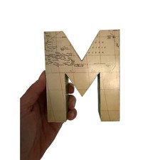 Vintage Map Decoupage Wooden Letter M Decorative Block Travel Theme Home Decor