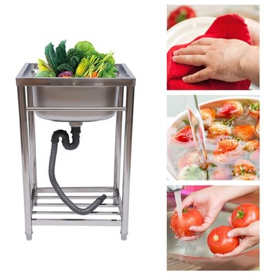 One Compartment Commercial Sink Stainless Steel for Garage, Restaurant, Kitchen