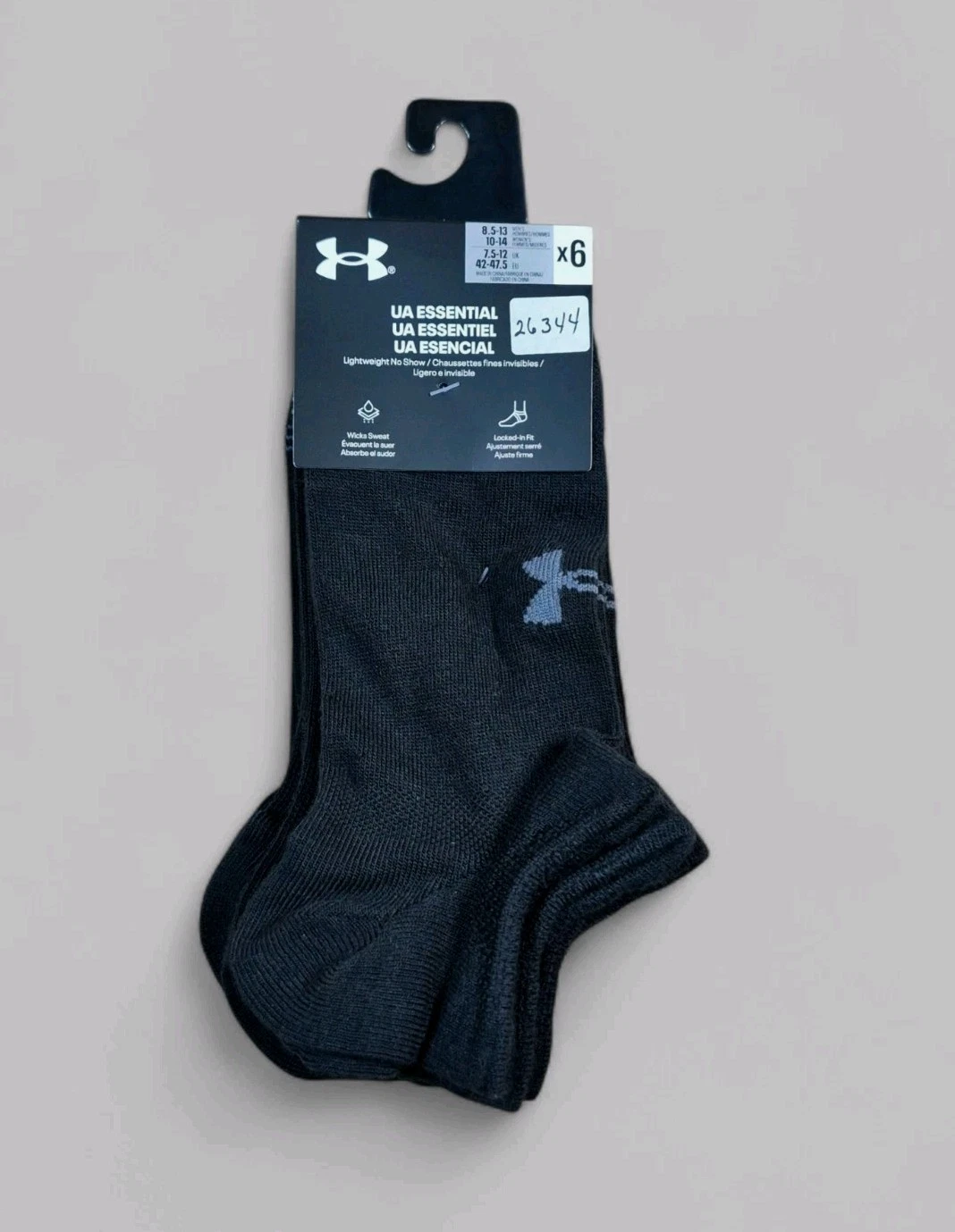 UNDER ARMOUR Mens Socks No Show Lightweight Wicks Sweat 6 Pair Shoe Size 8.5-13