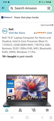 Dell Vostro 3520 15.6'' Laptop i5-1235U 1.30GHz 16 GB RAM 512 GB SSD Win 11 Pro