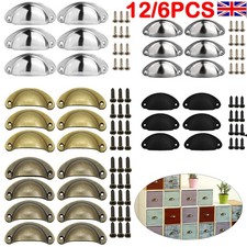 6/12Pcs Cup Pull Shell Handles Half Moon Kitchen Cupboard Cabinet Door Drawer UK