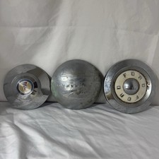 Lot Of 3 Vintage 50s Distressed Rusty Hub Caps Chevy Forddog Dish Hubcap