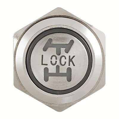 APS Illuminated Metal Latching Push Button Switch - Silver, Centre Diff Lock