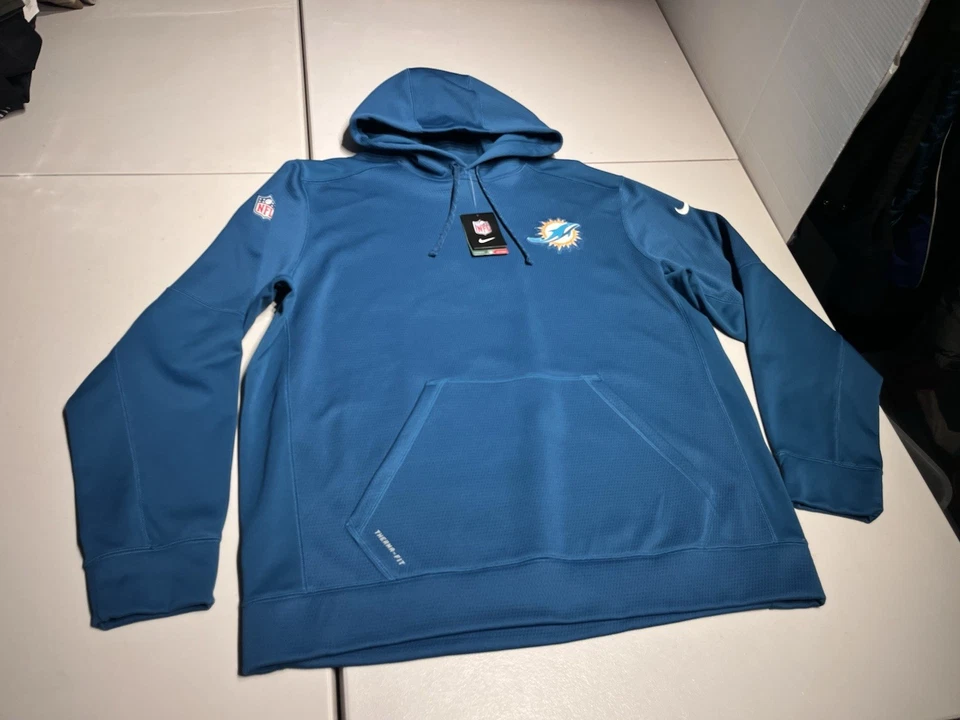 Sudadera para hombre Miami Dolphins XXL Nike Therma Fit sudadera con capucha NFL ropa en el campo Foto 2 de 4