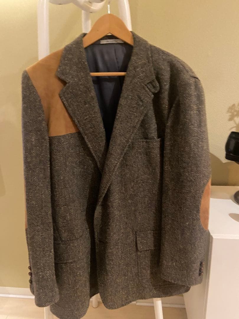 Wool Gray Patchwork Tailored Oversized Jacket Men… - image 1