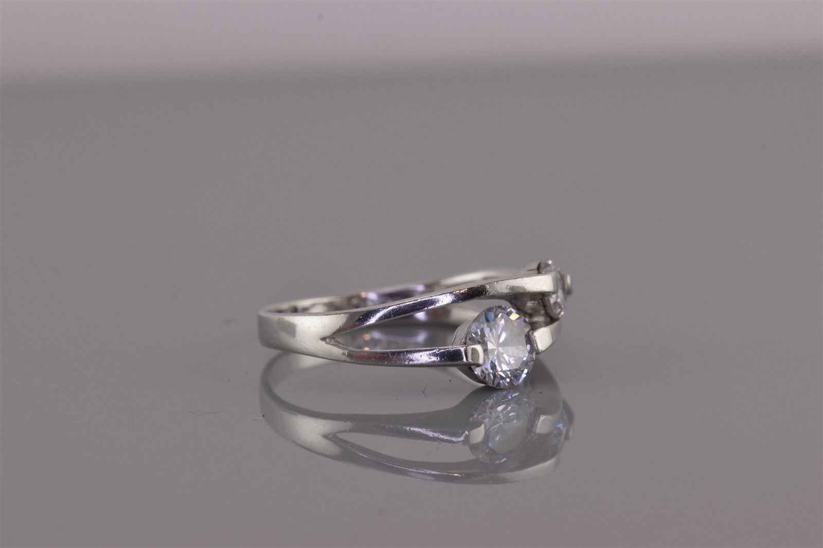 Sterling Silver Double Offset Cubic Zirconia Spli… - image 2