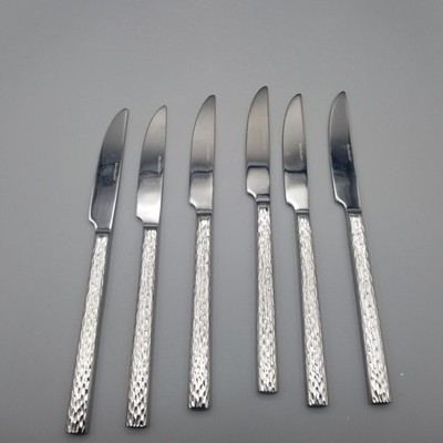 Brandani Flatware Stainless Steel Knives Set Of 6 Diamond Pattern EUC Replacment