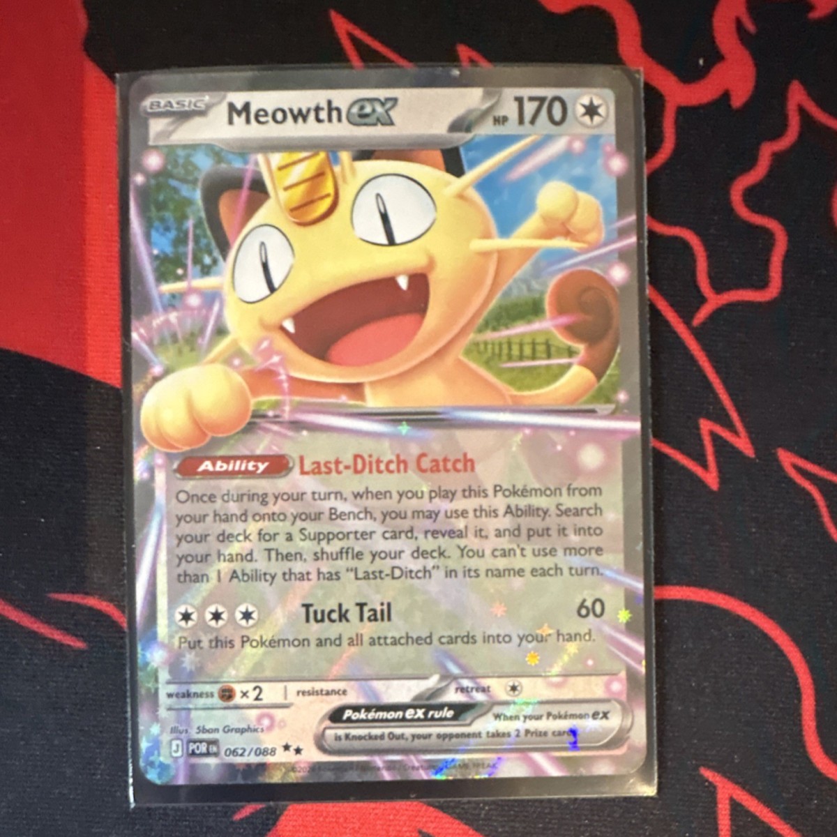 Pokémon TCG Meowth EX 062/088 POR Full Art Holo EX Cat Basic