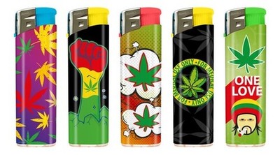 Feuerzeuge Atomic Elektronik F2 Motiv Cannabis